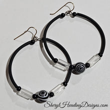 Black and Crystal Choker Necklace with Hoop Earrings