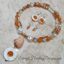 Orange Pearl Crystal Choker and Earrings Set