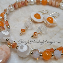 Orange Pearl Crystal Choker and Earrings Set