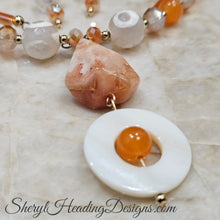 Orange Pearl Crystal Choker and Earrings Set