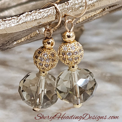 Golden Champagne and Crystal Earrings