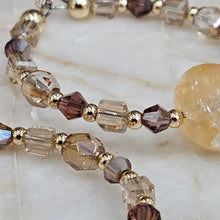 Classy Citrine, Gold and Crystal Hoop Earrings