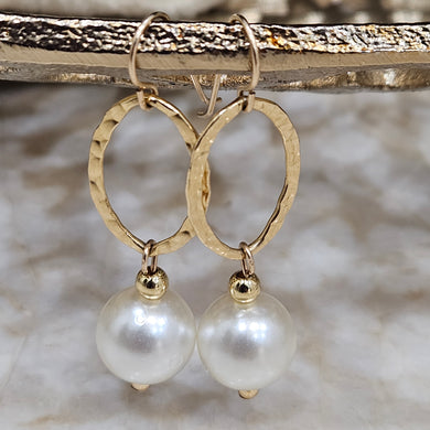 Golden Drop Pearl Earrings