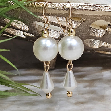 So Pretty Pearly Dangle Earrings with Gold filled Beads