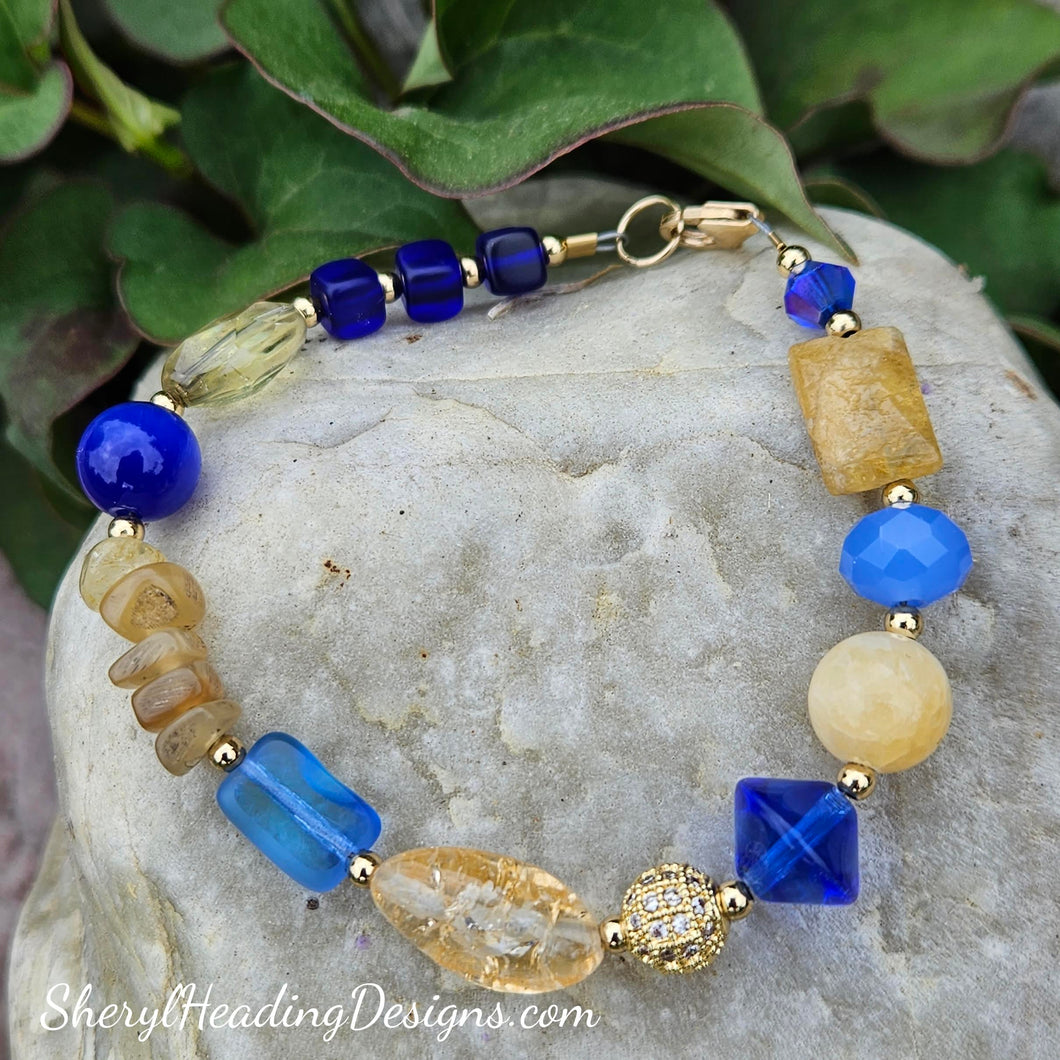 Stunning Blue and Golden Citrine Bracelet