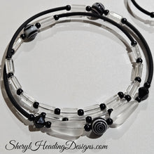 Black and Crystal Choker Necklace with Hoop Earrings