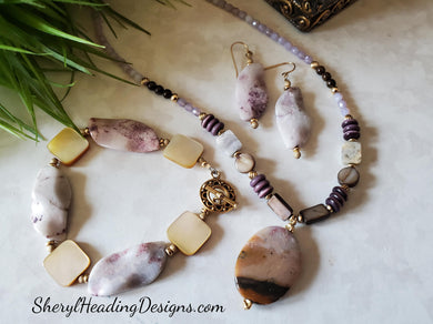 Hint of Purple-- Necklace, Bracelet and Earring Set