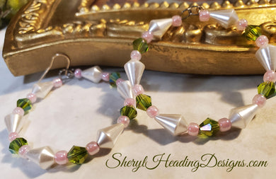 Those Pearls are Poppin' Pink and Green Hoop Earrings
