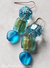Blue and Green Iridescent Gold-Filled Earrings