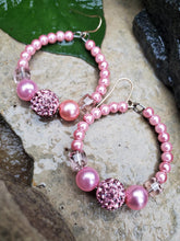 Pearly Pink Hoop Earrings
