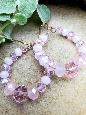 Quiet Whisper Crystal Pink Hoop Earrings