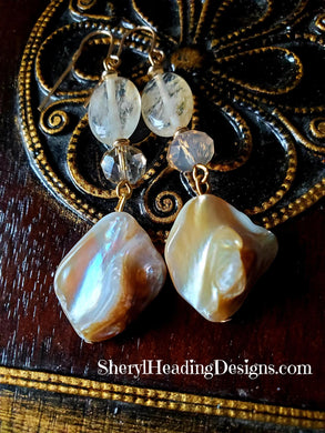 Beautiful Mother of Pearl Dangle Earrings