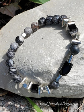 Silver and Black Bracelet for Him