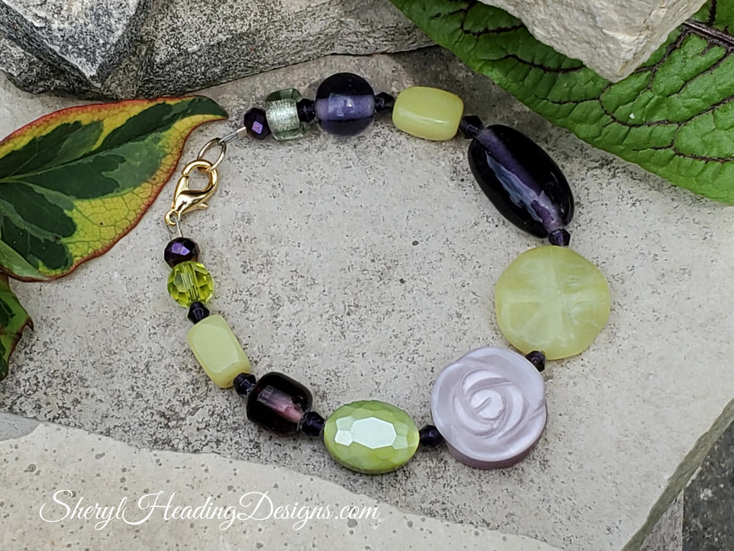 Purple Rose with Green Bracelet