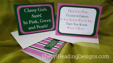 Pink and Green AKA Note Cards, Set of 10 Boxed Cards - Sheryl Heading Designs