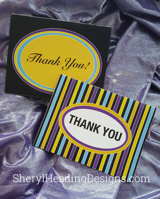 Thank You Note Cards w/2 Designs, Set of 10 Boxed Cards - Sheryl Heading Designs