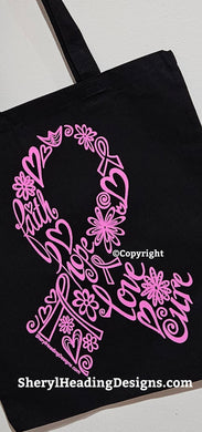 Poppin in Pink Faith Hope Love Cure Reusable Fashion Bag