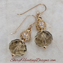 Golden Champagne and Crystal Earrings