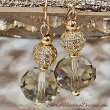 Golden Champagne and Crystal Earrings