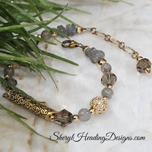 Labradorite Bracelet with Golden Etched Bead