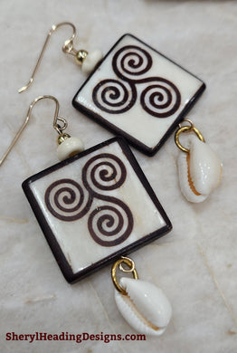 African Chic Beaded Drop and Dangle Gold Filled Earrings
