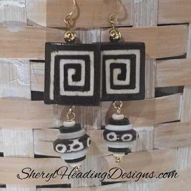 Dangle African Beaded Gold Filled Earring Set