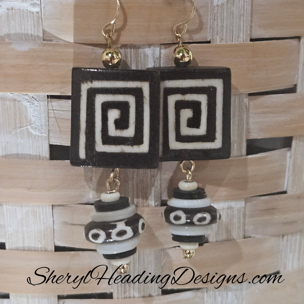 Dangle African Beaded Gold Filled Earring Set