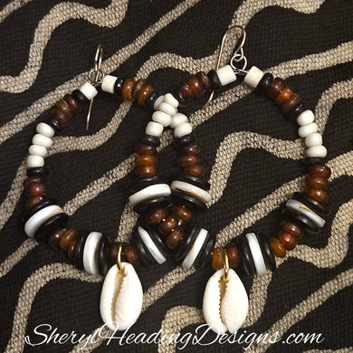 Cowrie Shell Gold Filled Hoop Earrings
