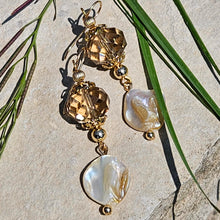 Golden Dazzle Crystal and Shell Earrings