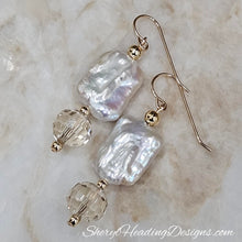 Luminous Pearl, Crystal and Gold Filled Earrings