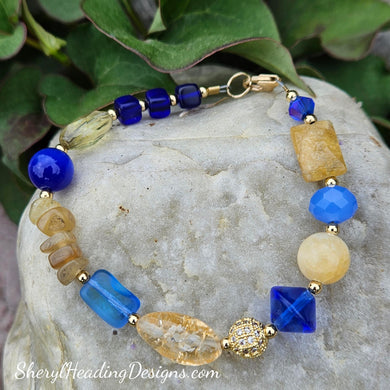 Stunning Blue and Golden Citrine Bracelet