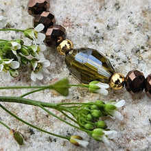 Smoky Topaz and Green Crystal Gold-Filled Bracelet