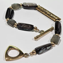 Gorgeous Oblong Gold Bead, Labradorite Bracelet