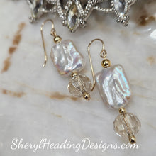 Luminous Pearl, Crystal and Gold Filled Earrings
