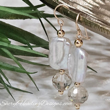 Luminous Pearl, Crystal and Gold Filled Earrings
