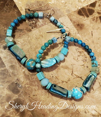 Beauty of Turquoise Hoop Earrings