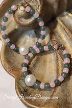 Sophisticated Lady Pink and Green with Pearl Hoop Earrings