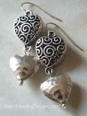 Connected by the Heart Silver dangle Earrrings - Sheryl Heading Designs