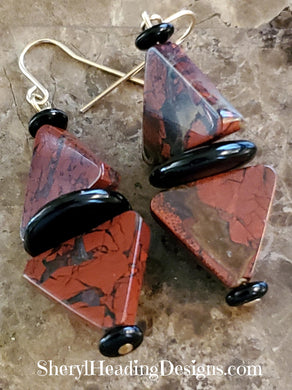 Ahhh Jasper Triangle Dangle Earrings