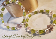 Lime & Pink Champagne Beaded Hoop Earrings