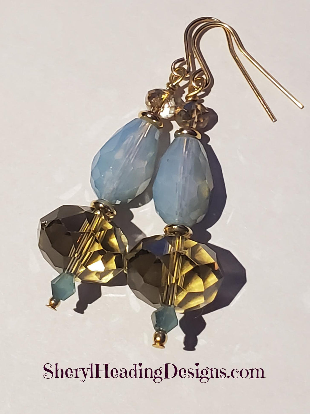Radiant Frosty blue and Crystal Earrings