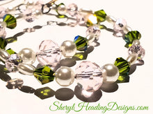 Pretty Lady Pink Green and Pearl Hoop Earrings