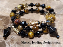 Tiger Eye Wrap Bracelet With Crystal and Gold-Filled Beads