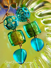 Blue and Green Iridescent Gold-Filled Earrings