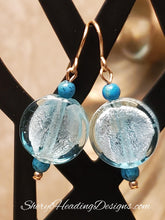 Down By the Sea Turquoise Round Crystal Earrings
