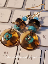 Turquoise and Brown Disco Earrings