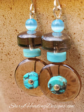 Turquoise and Brown Disco Earrings