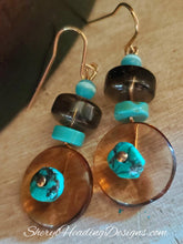 Turquoise and Brown Disco Earrings