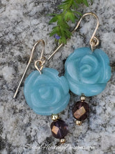 Carved Turquoise Flower Earrings