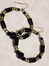 Money Green with a Twist of Black Hoop Earrings
